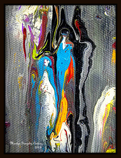 CON MI LLAMITA ENCENDIDA Acrylic Textile Figure Painting