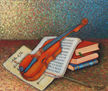 Violín sobre libros