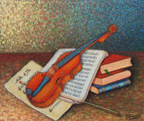 Violín sobre libros