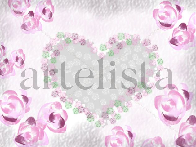 Corazón de rosas color rosa