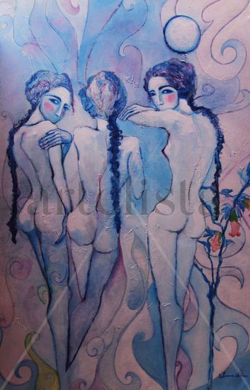 " Isabel,Luisa y Ana " Acrylic Canvas Nude Paintings