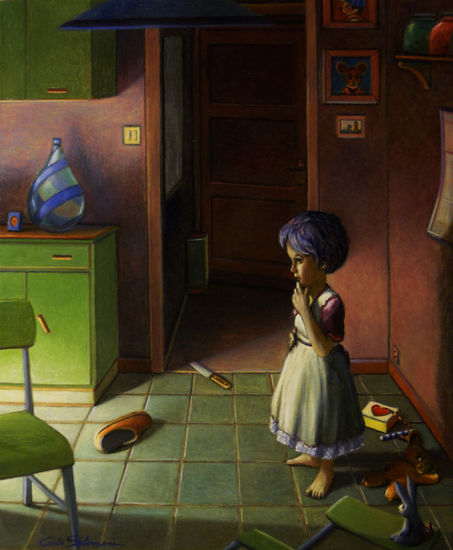 En la habitación - (enmarcado) Óleo Lienzo Figura