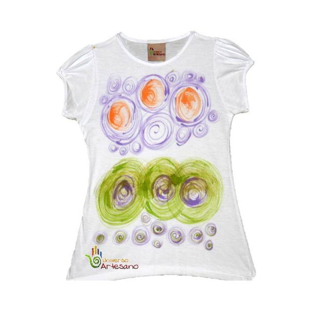 T-shirt for kids, hand painted, 100% pima cotton, Universo Artesano