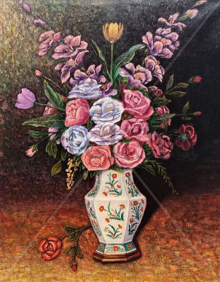 Jarrón Flores Oil Canvas Floral Painting