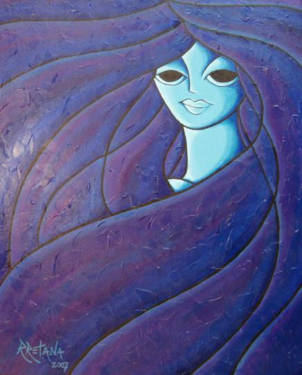 L' Arcangelo di luce viola Acrylic Canvas Figure Painting