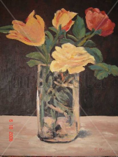 Reproduccion Flores Oil Textile Floral Painting