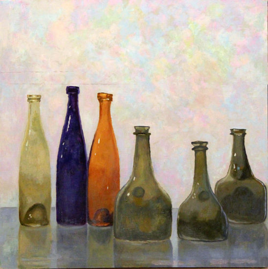 Botellas Oil Panel Still Life Paintings