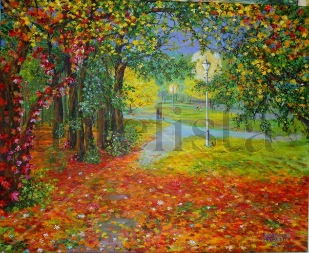 Otoño en el parque Acrylic Canvas Landscaping