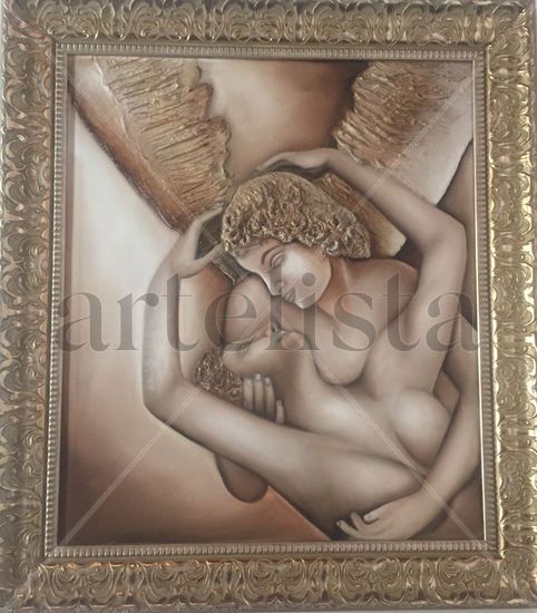 EROS Y PSIQUE Mixed media Canvas Figure Painting