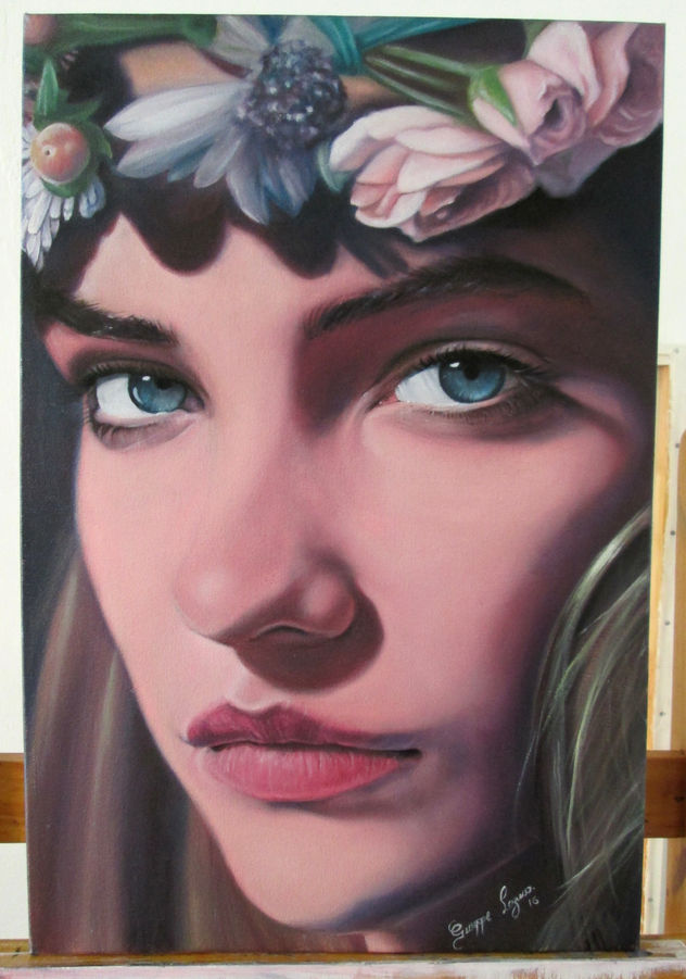 Retrato realista al oleo Barbara Palvin