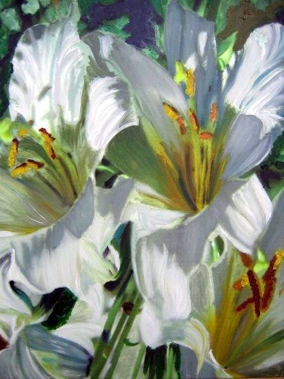 Lirios Oil Canvas Floral Painting