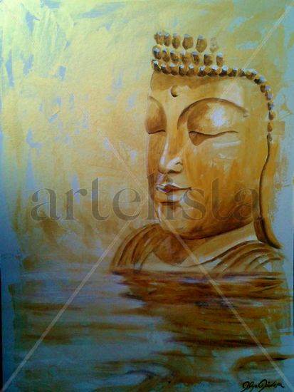 buda gold Acrylic Card Portrait