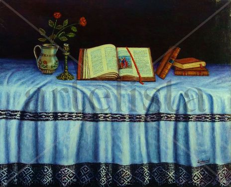 Bodegón tela azul