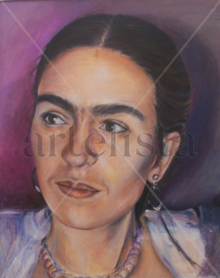 Frida Óleo Tabla Retrato