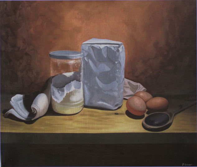 Harina y huevos Oil Canvas Still Life Paintings