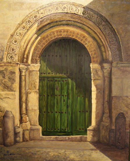 puerta romanica civil Oil Canvas Landscaping