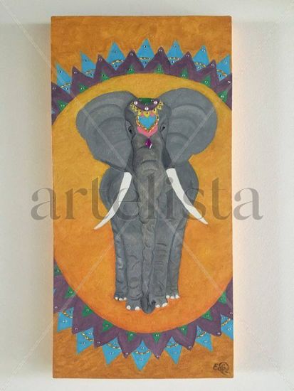 Elefante de la india Oil Canvas Animals