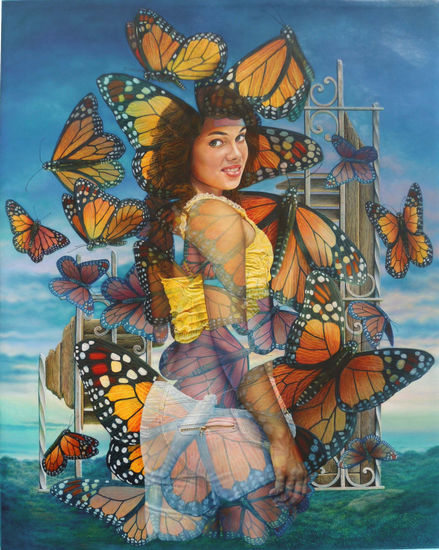 La Múltiple Historia de una Sonrisa Oil Canvas Figure Painting