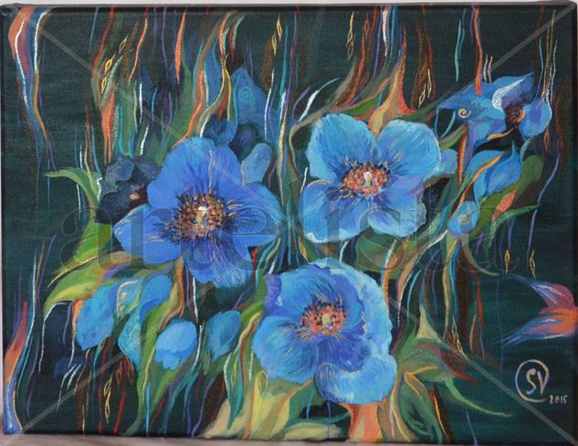 Las Amapolas 2 Acrylic Canvas Floral Painting