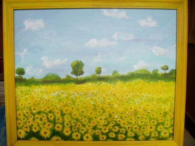 Amarillo atardecer Acrylic Canvas Landscaping