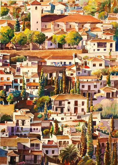 Albaicín desde la Alhambra Watercolour Paper Landscaping