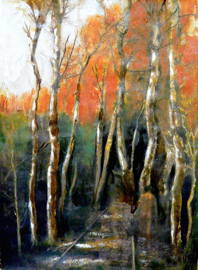 paisaje de otoño Óleo Cartulina Paisaje