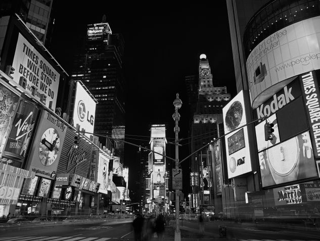 Times Square night Travel Black and White (Digital)