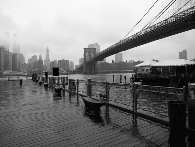 Vistas de Manhattan desde River Cafe Travel Black and White (Digital)