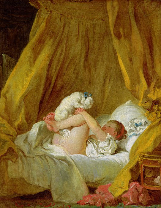 Jean Honore Fragonard - A Girl with a dog - Reproduction