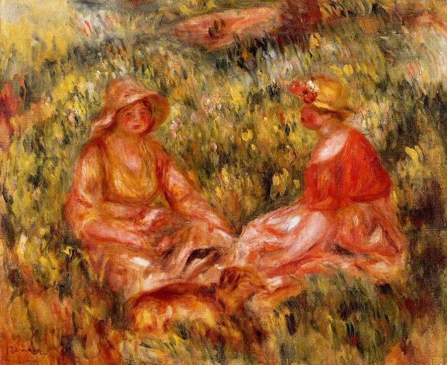 Pierre-Auguste Renoir - A Two Women in the Grass - 1910 - Reproduction Oil Canvas Others