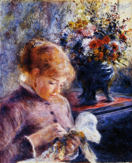 Pierre-Auguste Renoir - A Young Woman Sewing - 1879 - Reproduction Oil Canvas Others