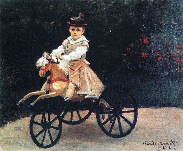 Claude Oscar Monet - A Jean Monet on a Mechanical Horse- 1872 - Reproduction Oil Canvas Others