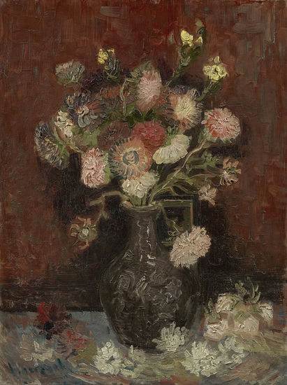 Vincent van Gogh - A Vase with Asters and Phlox - Reproduction Óleo Lienzo Otros