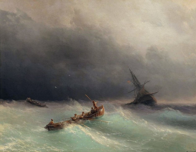 Ivan Konstantinovich Aivazovsky - A Storm at Sea 1873 91h71 - Reproduction Óleo Lienzo Otros