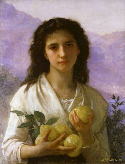 Adolphe William Bouguereau - A Girl Holding Lemons - Reproduction Óleo Lienzo Otros