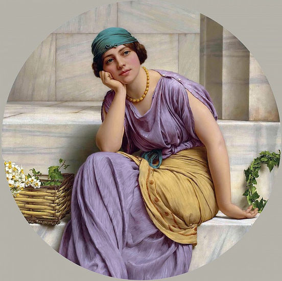 John William Godward - A A Garland Seller1914. 77.5 x 77.5 - Reproduction Oil Canvas Others