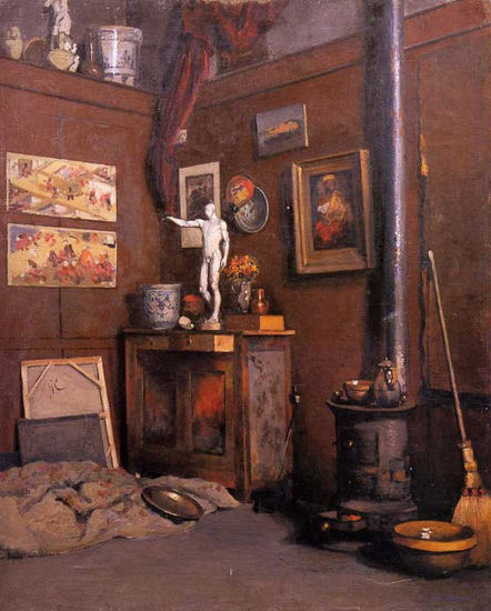 Gustave Caillebotte - A Interior of a Studio with Stove - Reproduction Óleo Lienzo Otros