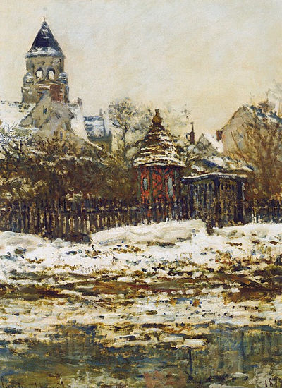 Claude Oscar Monet - A Vetheuil- The Church in Winter- 1879 - Reproduction Óleo Lienzo Otros