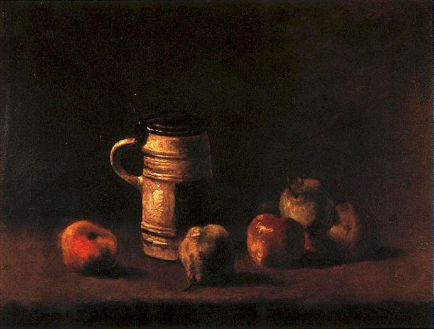 Vincent van Gogh - A Still Life with Beer Mug and Fruit - Reproduction Óleo Lienzo Otros