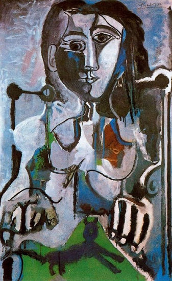 Pablo Picasso Period of creation 1962-1973 - A 1964 Femme au chat assise dans un fauteuil 2 - Reproduction Oil Canvas Others