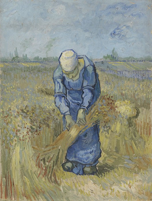 Vincent van Gogh - A Peasant Woman Binding Sheaves - Reproduction