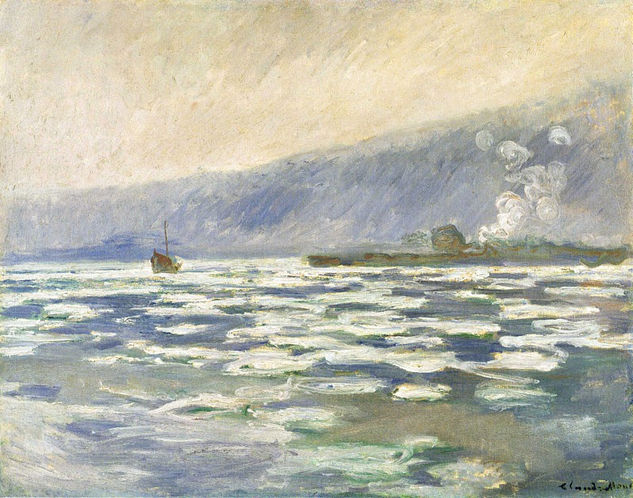 Claude Oscar Monet - A Les glacons- ecluse de Port-Villez- 18… - Reproduction Óleo Lienzo Otros