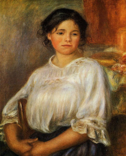 Pierre-Auguste Renoir - A Young Woman Seated - 1909 - Reproduction Oil Canvas Others