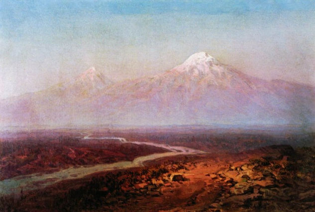 Ivan Konstantinovich Aivazovsky - A Araks River and Ararat 1875 40h65 - Reproduction Oil Canvas Others