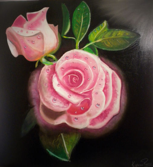 Rosas Oil Panel Figure Painting