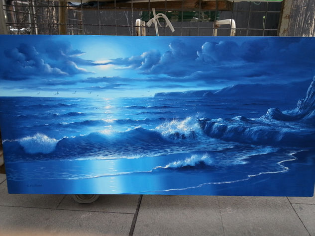 marina azul Oil Canvas Marine Painting