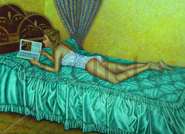 Dama sobre la cama Oil Canvas Figure Painting