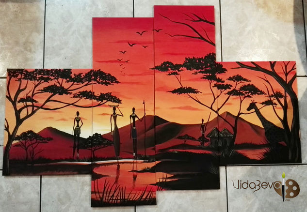 Atardecer en Africa Acrylic Canvas Landscaping