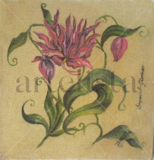 Botánica Rosa Oil Textile Floral Painting