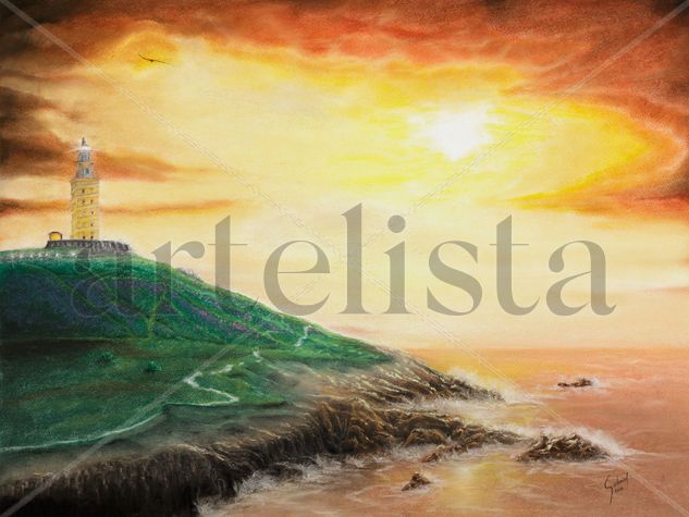 Torre de Hércules - Galicia - España Pastel Cartulina Paisaje